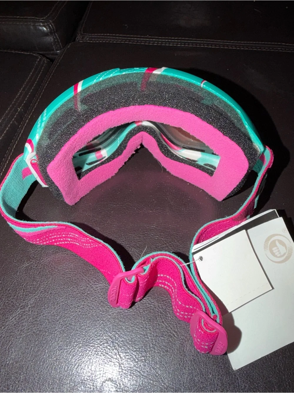 Teal and Pink Ski Goggles with Mirrored Lens
